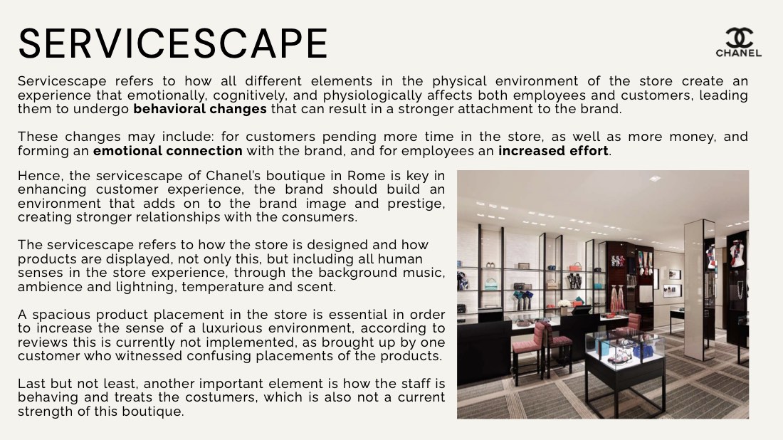 Chanel at the Piazza di Spagna, a servicescape problem, page 7