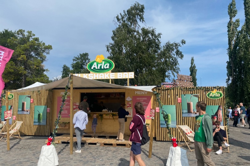 The Arla stand at the Storsjöyran festival in Östersund